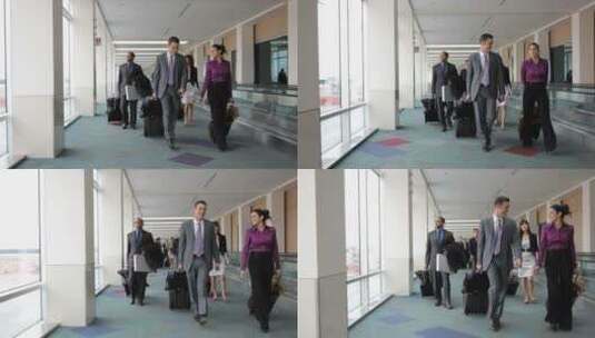 商务人士走过机场大厅高清在线视频素材下载