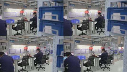 工厂工人上班操作电脑高清在线视频素材下载