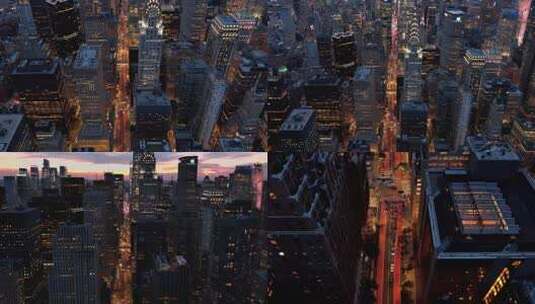 城市航拍范德比尔特一号纽约夜景汽车灯光高清在线视频素材下载