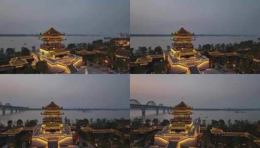 江西省九江市琵琶亭傍晚环绕航拍高清在线视频素材下载