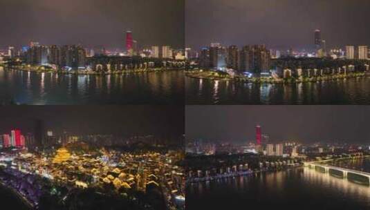 柳州夜景航拍高清在线视频素材下载