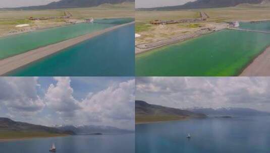 4K航拍新疆赛里木湖自然风光美景高清在线视频素材下载