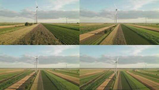 田野上风力涡轮机高清在线视频素材下载