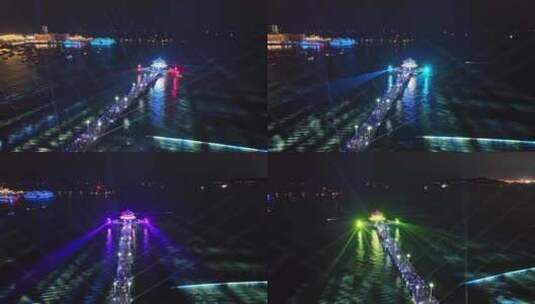 山东青岛栈桥激光秀灯光秀高清在线视频素材下载