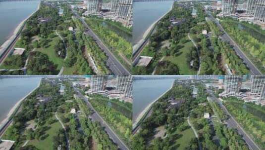 杭州观澜路及周边建筑风光航拍高清在线视频素材下载