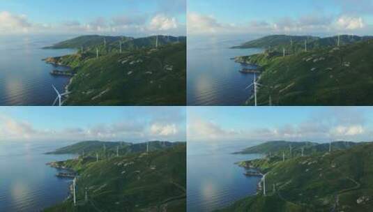 广东上川岛海岛风车山日出风力发电清洁能源高清在线视频素材下载