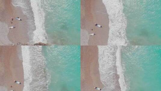 海滩上的人划船高清在线视频素材下载