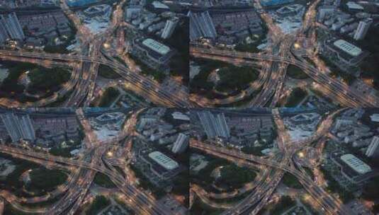 城市夜景灯光高架桥拥堵交通南京航拍高清在线视频素材下载