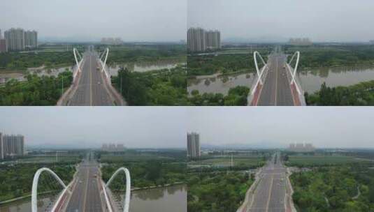 航拍山西忻州慕山桥高清在线视频素材下载