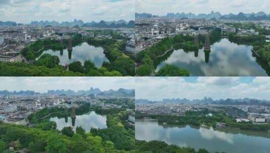 4K航拍-桂林日月双塔高清在线视频素材下载