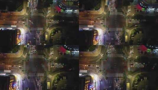 俯拍城市十字交叉路口交通拥堵交通高清在线视频素材下载