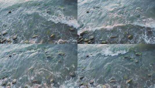 冲浪。波浪与岩石海滩。波罗的海，加里宁格勒州，俄罗斯。高清在线视频素材下载