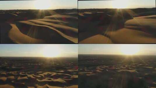沙漠4K航拍内蒙响沙湾莲花酒店日出日落高清在线视频素材下载