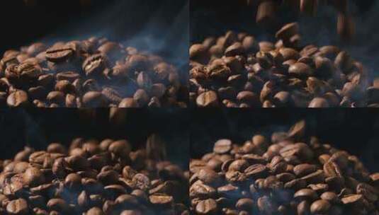 烘焙咖啡豆香味四溢高清在线视频素材下载