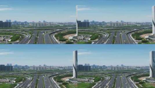 杭州滨江新区城市建设交通航拍高清在线视频素材下载