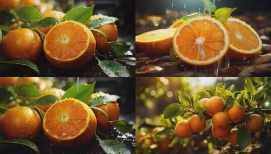 4K水果橙子多汁鲜橙特写维生素健康柑桔水果高清在线视频素材下载