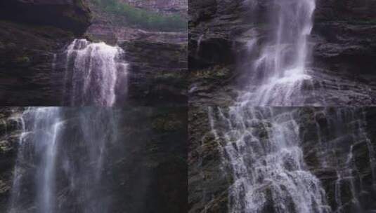 森林高山流水瀑布山水自然风景山峰岩石流水高清在线视频素材下载