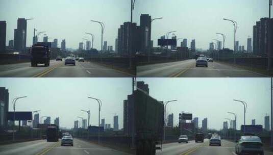 开车行驶在城市道路驾驶第一视角车窗外风景高清在线视频素材下载