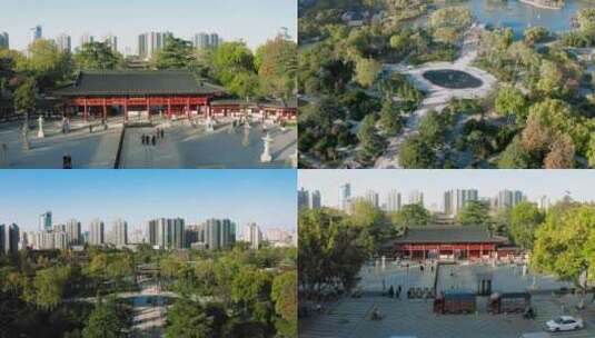 西安兴庆宫公园4k航拍合集01高清在线视频素材下载