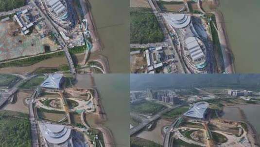 深圳生物谷坝光文化中心航拍高清在线视频素材下载