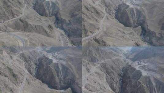 航拍新疆独库公路上的峡谷高清在线视频素材下载