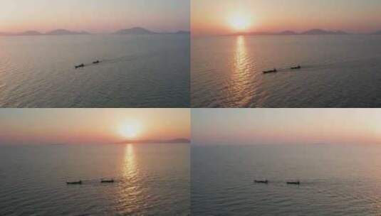 4k航拍山东泰安东平湖夕阳高清在线视频素材下载