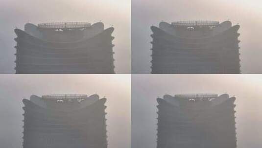 航拍上海 大雾天高清在线视频素材下载