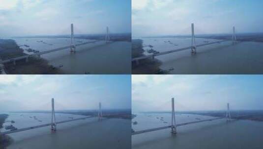 南京八卦洲长江大桥航拍高清在线视频素材下载