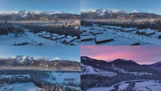 新疆喀纳斯冬季雪景高清在线视频素材下载