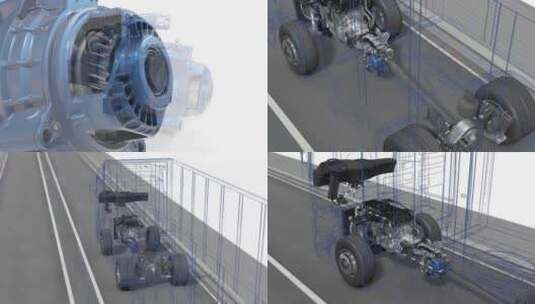 三维展示货车发动机变速箱结构科技高清在线视频素材下载