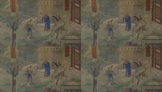 道教寺庙里的壁画高清在线视频素材下载