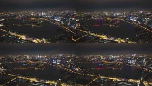 南京玄武湖夜景城市航拍延时高清在线视频素材下载