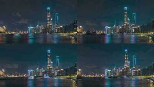 8K上海外滩黄浦江夜景 延时摄影高清在线视频素材下载