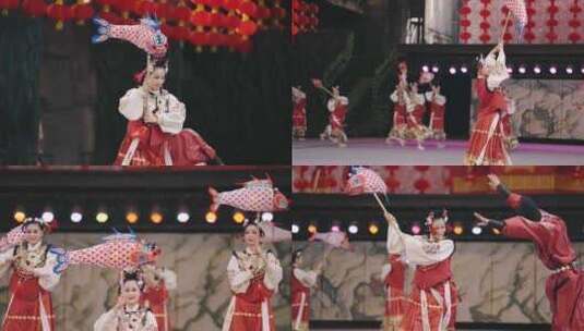新年舞鱼灯美女喜庆 中国传统文化高清在线视频素材下载