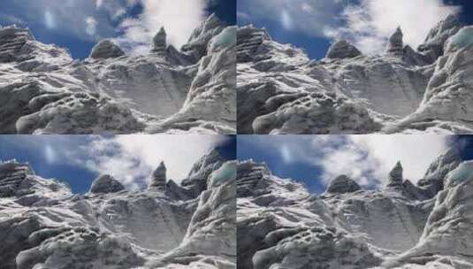 西藏冰川消融 蓝天白云  高清延时高清在线视频素材下载