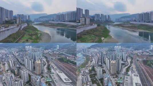 重庆武隆县城大景航拍高清在线视频素材下载