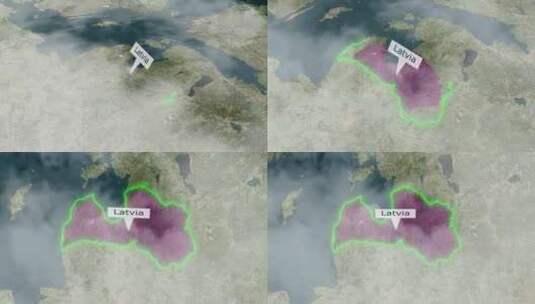 拉脱维亚地图-云效应高清在线视频素材下载