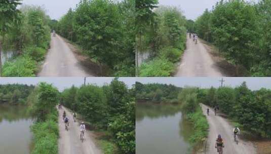武汉山路骑行多人森林高清在线视频素材下载