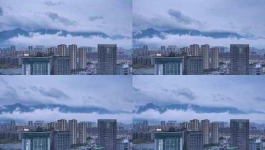 九江春季雨后远望庐山烟云延时高清在线视频素材下载
