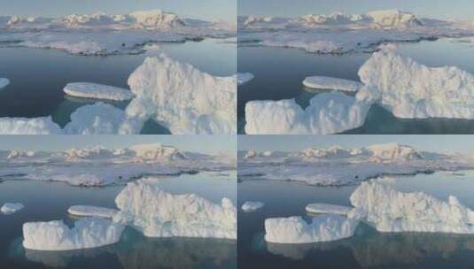 南极极地冰山海岸无人驾驶飞机视图高清在线视频素材下载