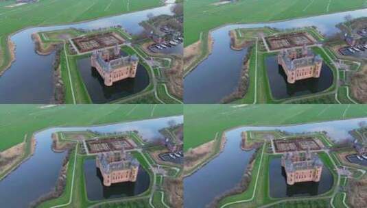 从上面可以看到穆德·斯特劳城堡的美丽景色高清在线视频素材下载