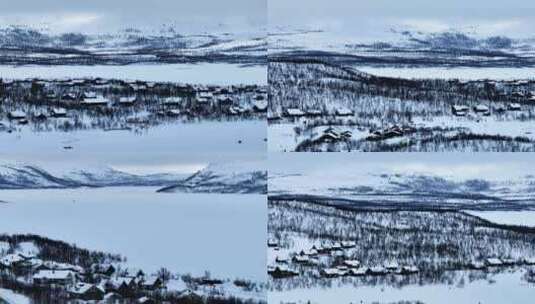 4K航拍北欧芬兰冰天雪地风光高清在线视频素材下载