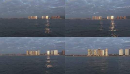 日出蓝调时刻的海景房高清在线视频素材下载