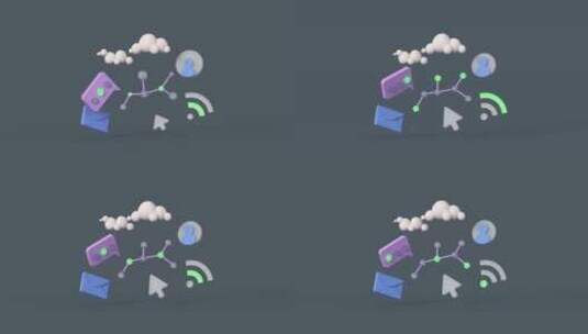 信息技术概念。网络和互联网符号。3D渲染高清在线视频素材下载