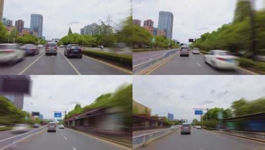 城市马路汽车飙车开车第一视角高清在线视频素材下载