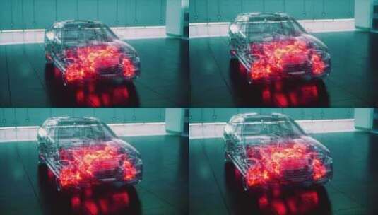 实验室带发动机的透明汽车高清在线视频素材下载
