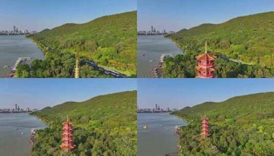 徐州市云龙湖风景区苏公塔湖东路高清在线视频素材下载
