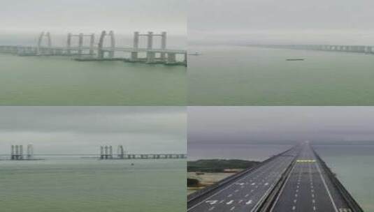 高清竖屏延时航拍风雨中的福建平潭特大桥高清在线视频素材下载
