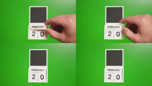 02.绿色背景上日期为2月20日的日历。高清在线视频素材下载