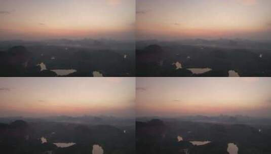 广东韶关丹霞山5A景区晚霞日落夕阳航拍高清在线视频素材下载